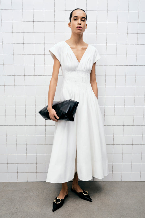 jonathan simkhai Nina Cotton Midi Dress WHITE