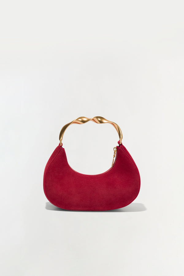Jonathan Simkhai Nixi Suede Crescent Bag CRIMSON