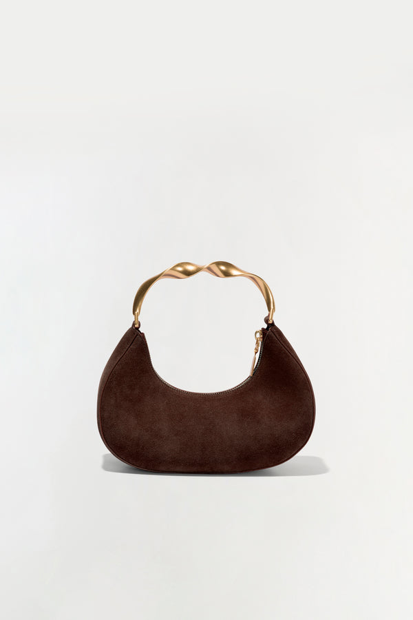 Jonathan Simkhai Nixi Suede Twist Handle Bag CACAO