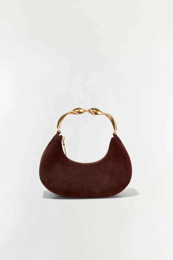 jonathan simkhai Nixi Suede Twist Handle Bag CACAO