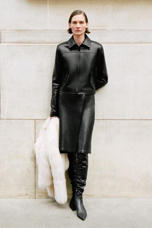 jonathan simkhai Raddix Leather Midi Skirt Black