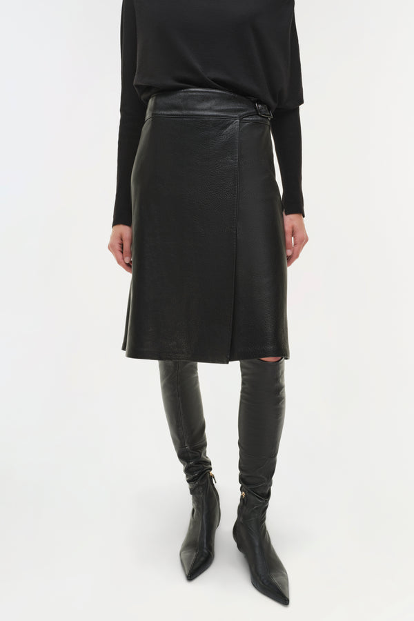 Jonathan Simkhai Raddix Leather Midi Skirt Black