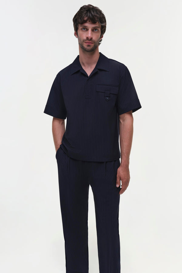 jonathan simkhai Ranaldo Popover MIDNIGHT STRIPE