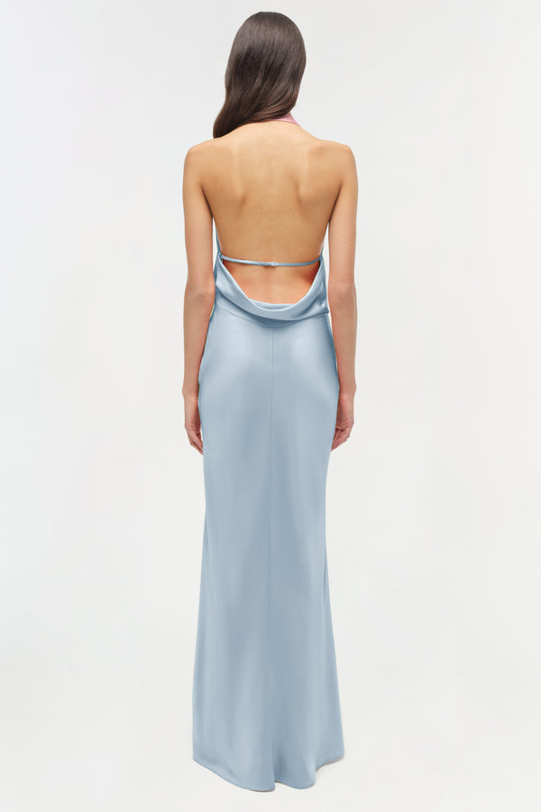 Jonathan Simkhai Reannon Satin Gown BLUE HAZE