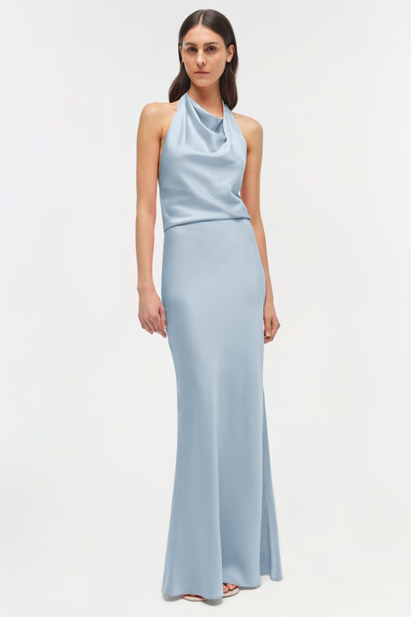jonathan simkhai Reannon Satin Gown BLUE HAZE