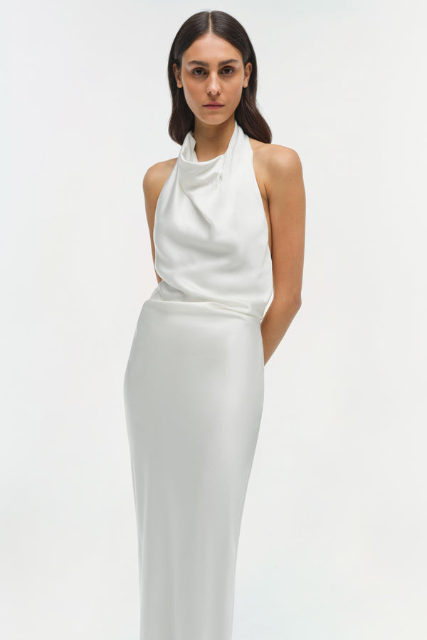 Jonathan Simkhai Reannon Satin Gown Ivory