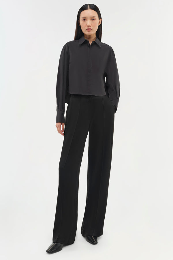 Jonathan Simkhai Renata Cropped Shirt Black