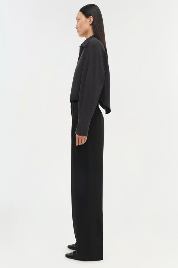 Jonathan Simkhai Renata Cropped Shirt Black