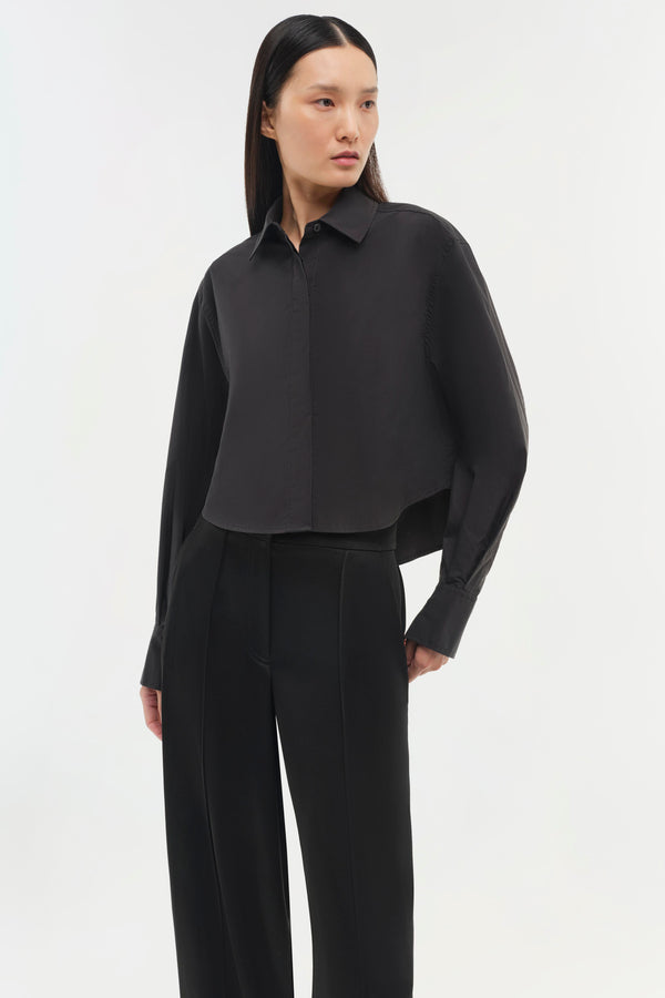 jonathan simkhai Renata Cropped Shirt Black