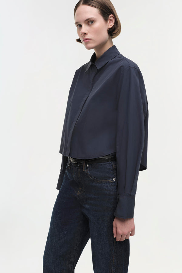 Jonathan Simkhai Renata Cropped Shirt Midnight
