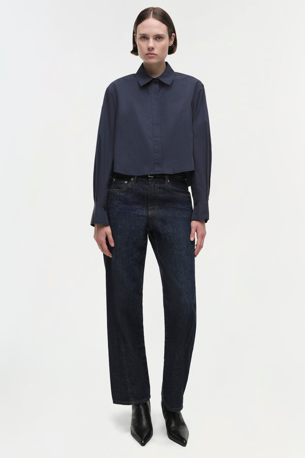 jonathan simkhai Renata Cropped Shirt Midnight