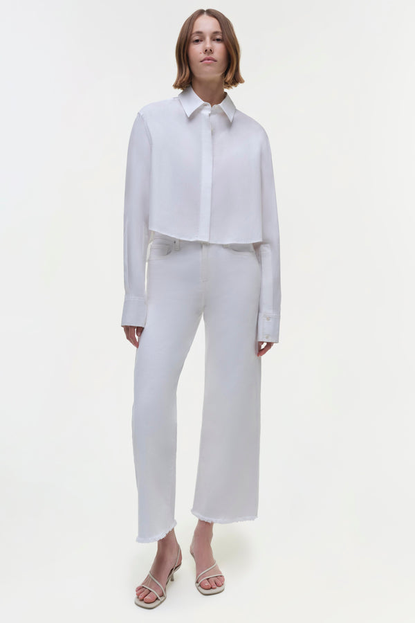 Jonathan Simkhai Renata Cropped Shirt WHITE