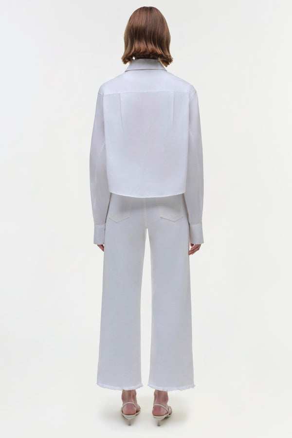 Jonathan Simkhai Renata Cropped Shirt WHITE