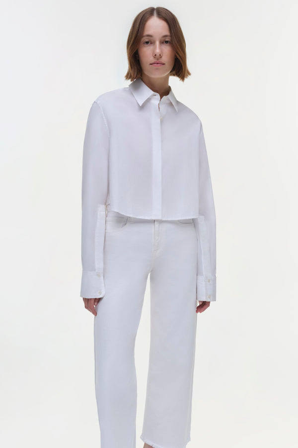 jonathan simkhai Renata Cropped Shirt WHITE
