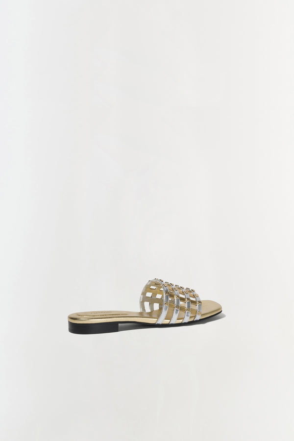 Jonathan Simkhai Rivet Flat Sandal SILVER GOLD