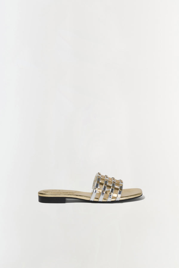 jonathan simkhai Rivet Flat Sandal SILVER GOLD