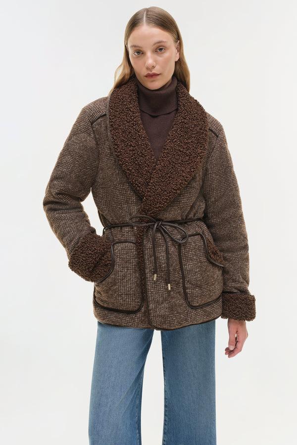 Jonathan Simkhai Rorie Quilted Jacket CHOCOLATE