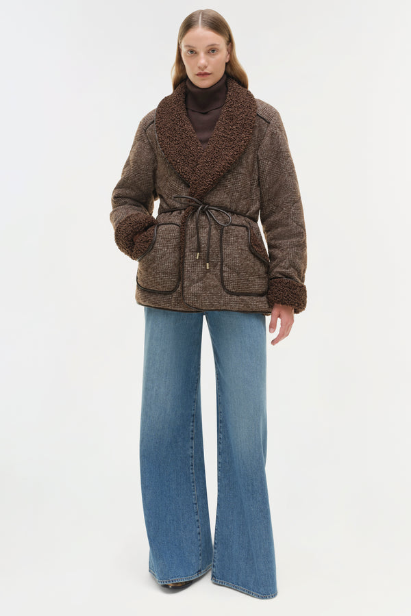 jonathan simkhai Rorie Quilted Jacket CHOCOLATE