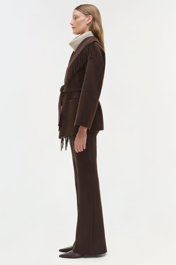 Jonathan Simkhai Rowen Fringe Jacket CHOCOLATE
