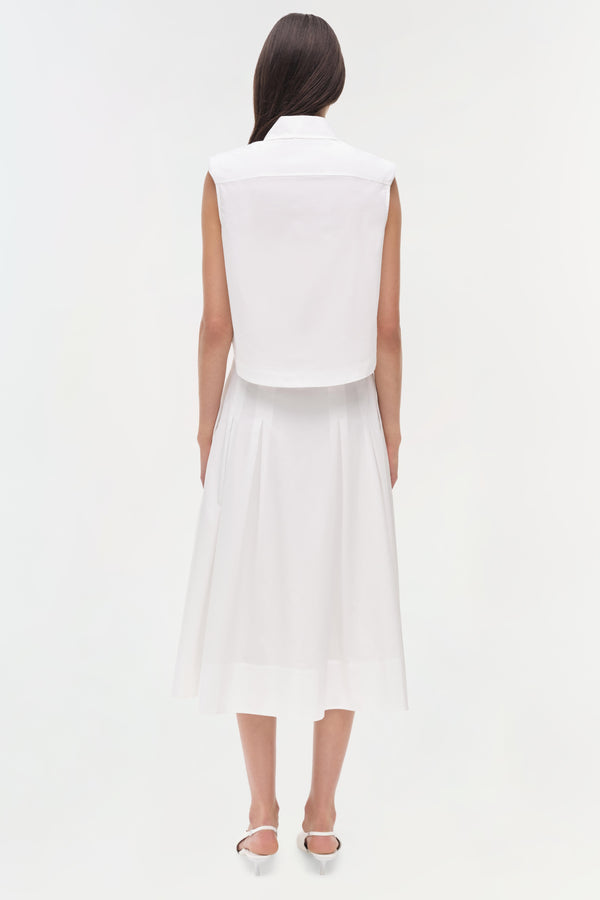 Jonathan Simkhai Samantha Cotton Midi Skirt WHITE