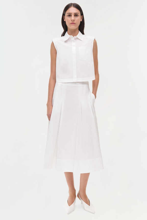jonathan simkhai Samantha Cotton Midi Skirt WHITE