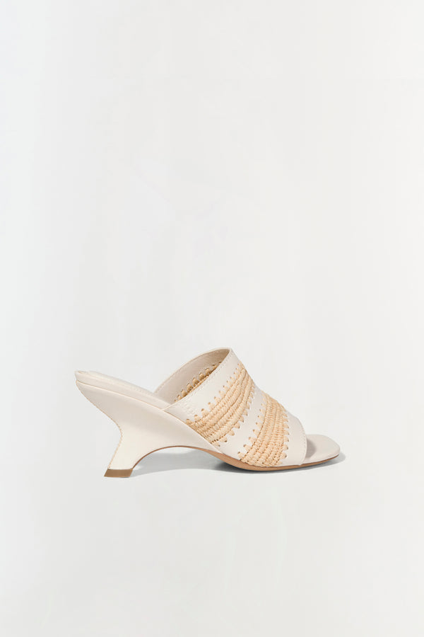 Jonathan Simkhai Shadow Mule Raffia Sandal CREAM