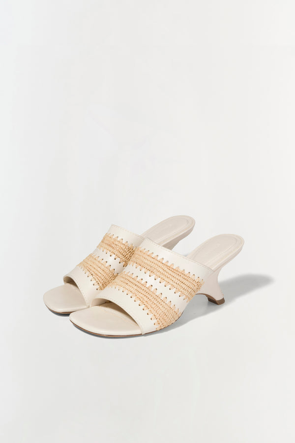 Jonathan Simkhai Shadow Mule Raffia Sandal CREAM