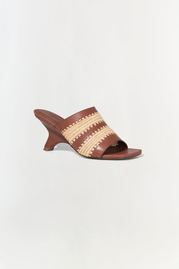 Jonathan Simkhai Shadow Mule Raffia Sandal SABLE