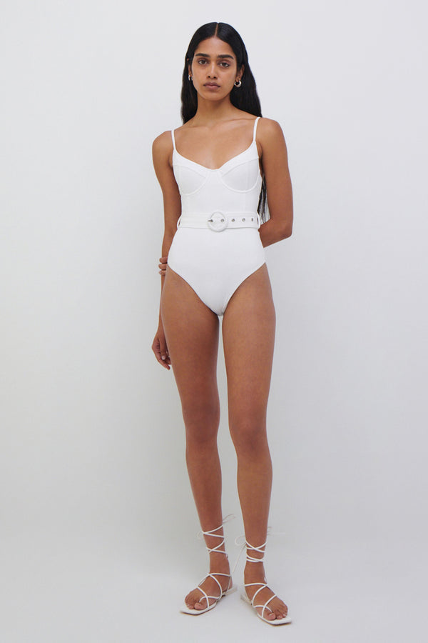 Jonathan Simkhai Signature Noa Swimsuit WHITE