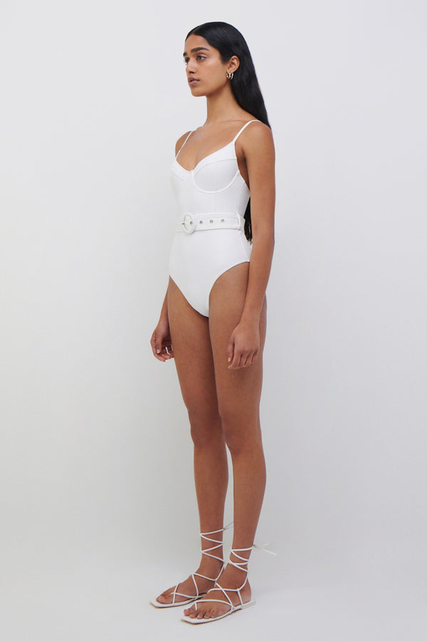 Jonathan Simkhai Signature Noa Swimsuit WHITE