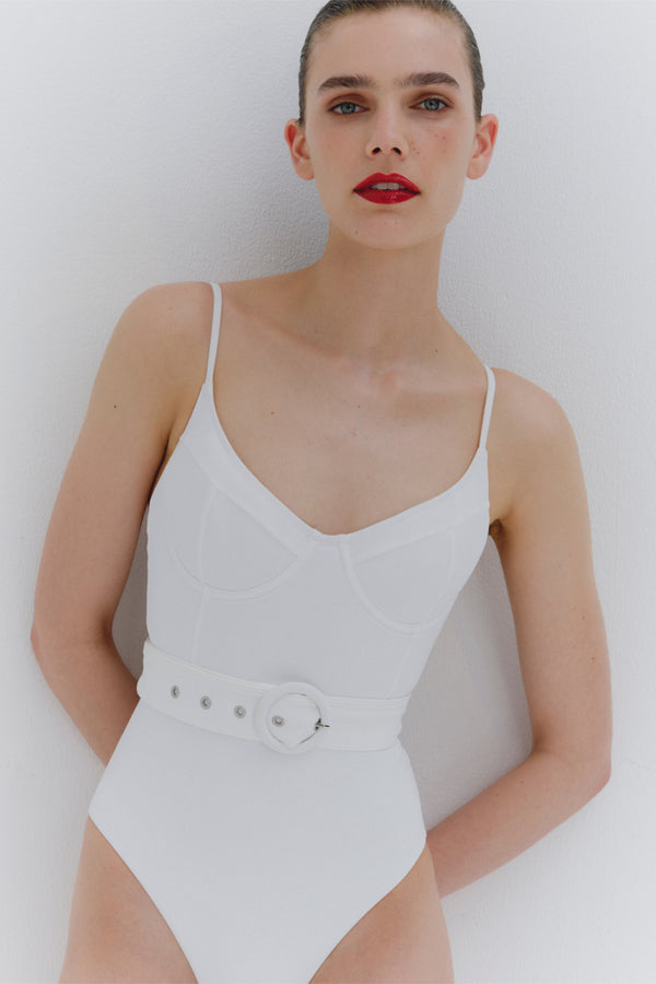 jonathan simkhai Signature Noa Swimsuit WHITE