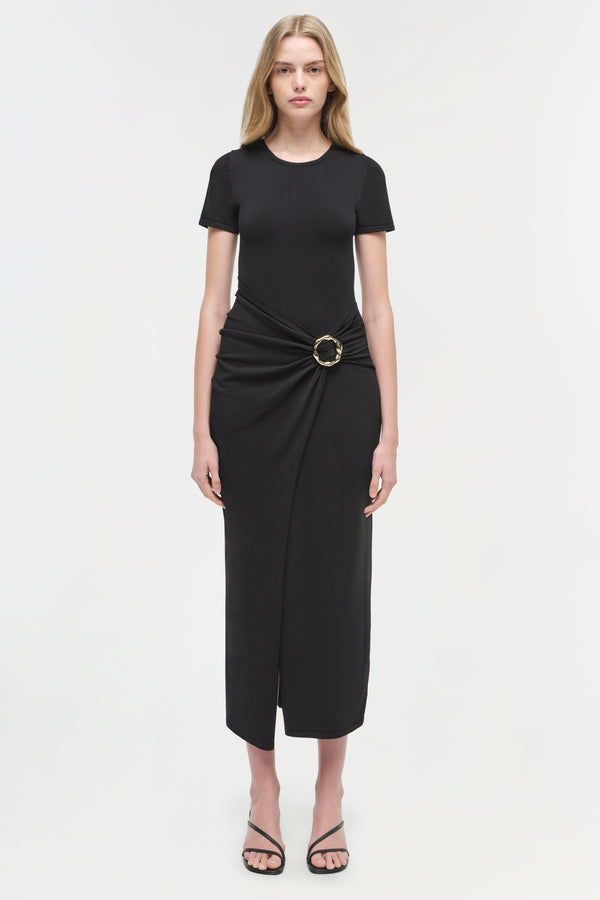 jonathan simkhai Soren Knit Midi Dress Black