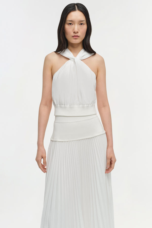 Jonathan Simkhai Stella Pleated Midi Skirt WHITE
