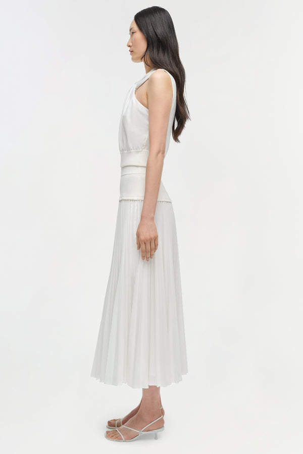 Jonathan Simkhai Stella Pleated Midi Skirt WHITE