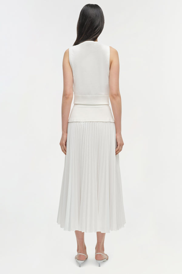 Jonathan Simkhai Stella Pleated Midi Skirt WHITE