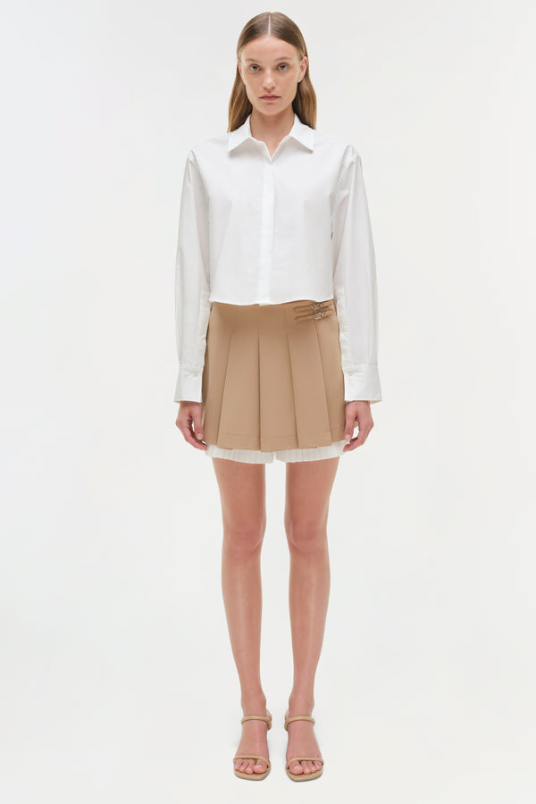 Jonathan Simkhai Suzie Pleated Skort CAMEL
