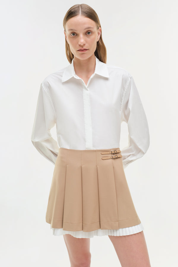 Jonathan Simkhai Suzie Pleated Skort CAMEL