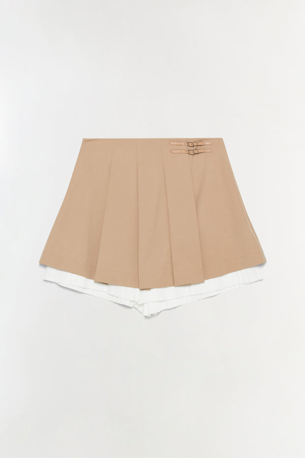Jonathan Simkhai Suzie Pleated Skort CAMEL