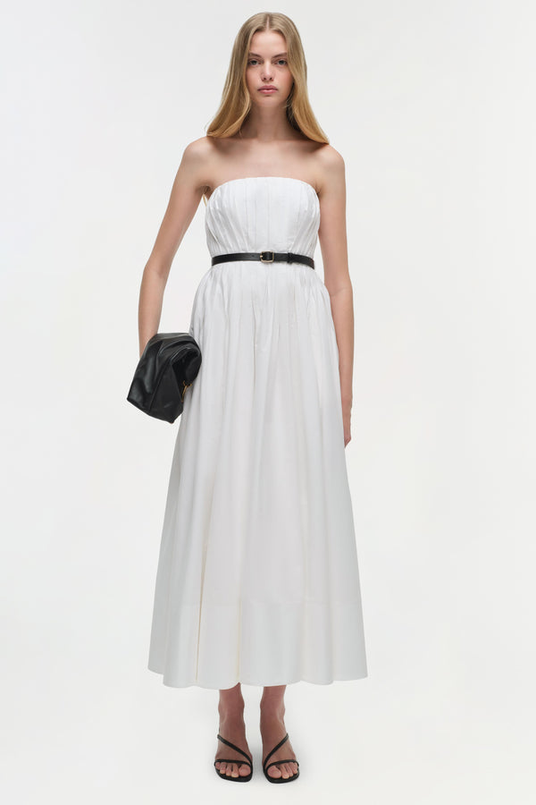 Jonathan Simkhai Thalia Cotton Midi Dress WHITE