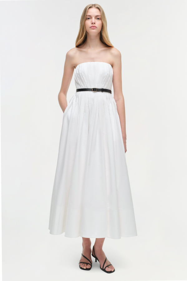 jonathan simkhai Thalia Cotton Midi Dress WHITE