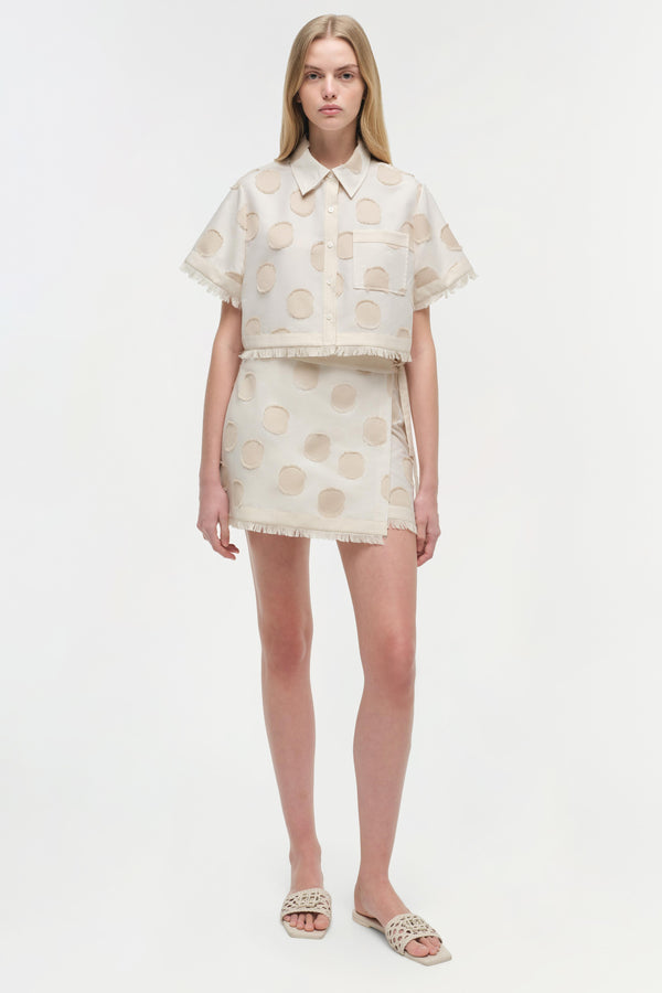 jonathan simkhai Topanga Shirt SAND POLKA DOT