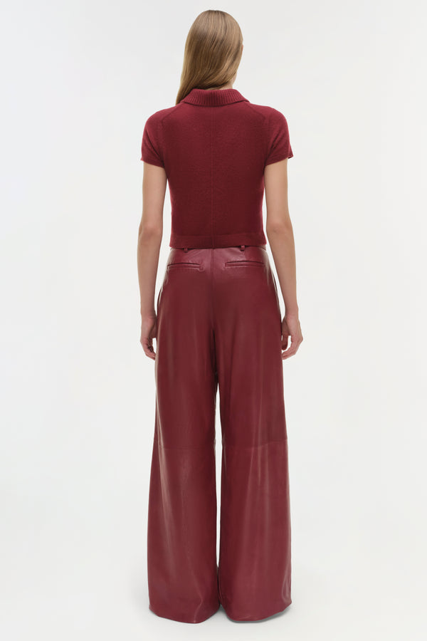 Jonathan Simkhai Twila Cashmere Polo CRANBERRY