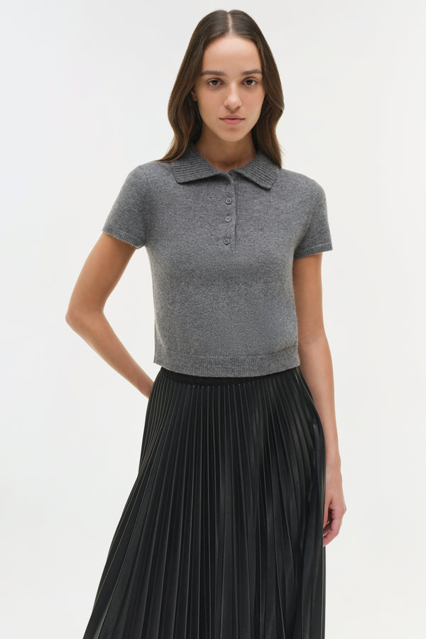 Jonathan Simkhai Twila Cashmere Polo Heather Grey