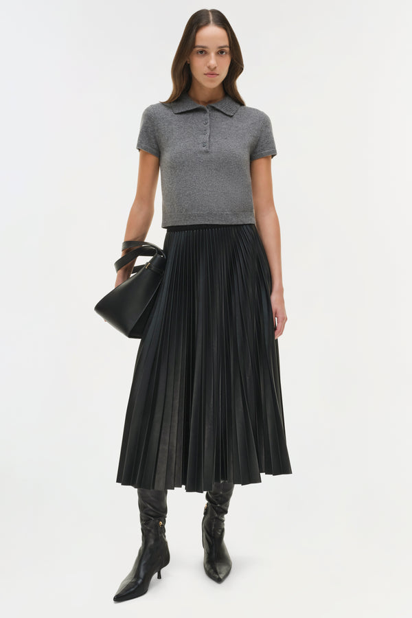 jonathan simkhai Twila Cashmere Polo Heather Grey