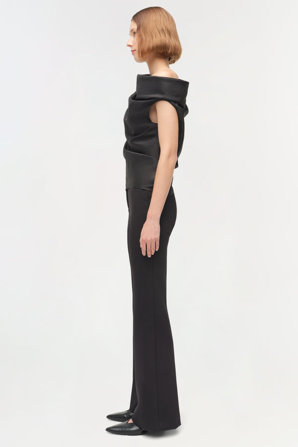 Jonathan Simkhai Vivia Taffeta Draped Top Black
