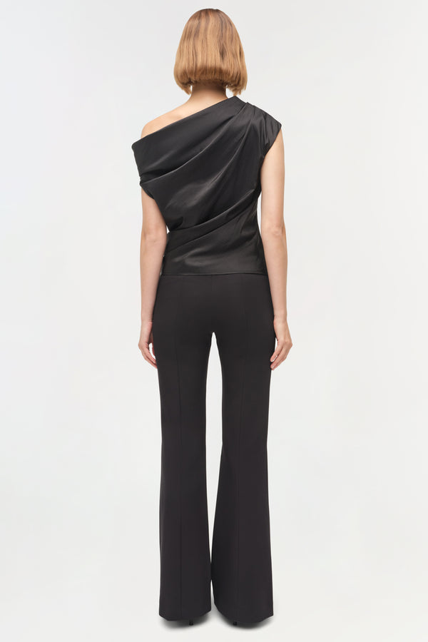 Jonathan Simkhai Vivia Taffeta Draped Top Black