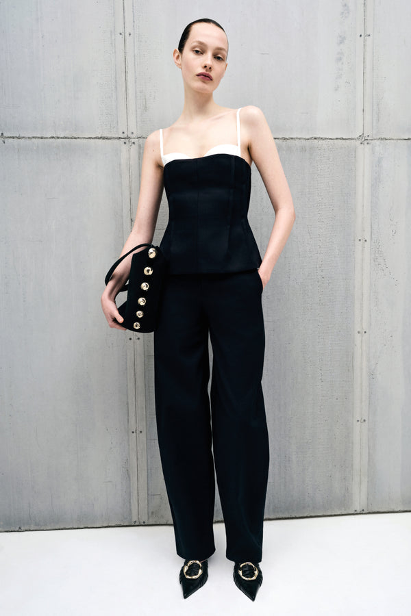 jonathan simkhai Waldon Curved Leg Pant Black