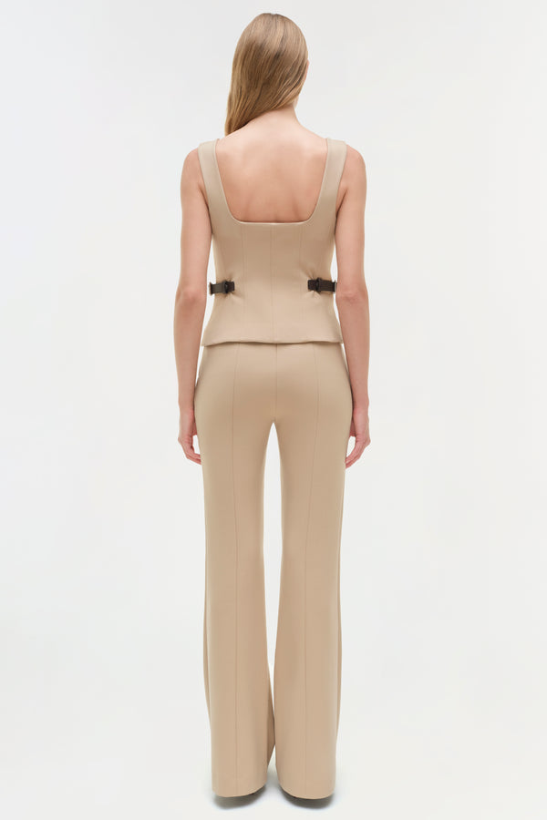 Jonathan Simkhai Windsor Belted Top LIGHT CAMEL