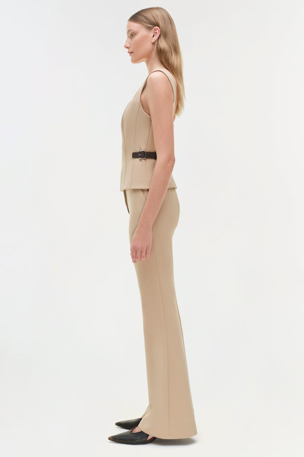 Jonathan Simkhai Windsor Belted Top LIGHT CAMEL