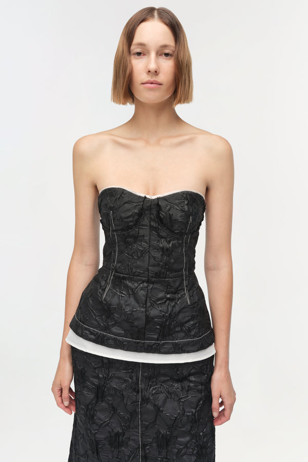 Jonathan Simkhai Zander Jacquard Bustier Top Black